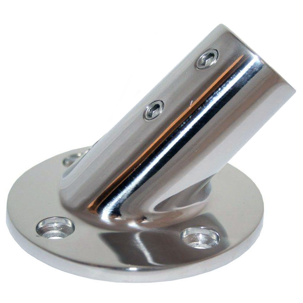 WHITECAP 7/8″ OD 45 DEGREE ROUND BASE SS RAIL FITTING
